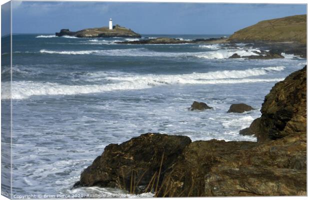 Godrevy Lighthouse, Gwithian, Hayle, Cornwall  Canvas Print by Brian Pierce