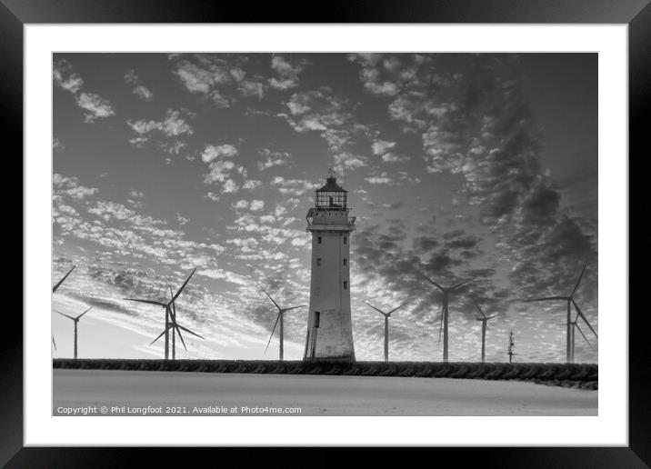 Fort Perch Rock and Windfarm New Brighton  Framed Mounted Print by Phil Longfoot