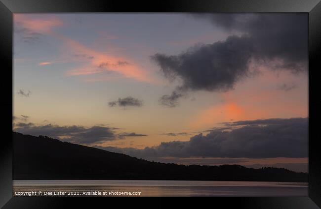 Pink yellow sunrise over Yarrow reservoir Chorley Framed Print by Dee Lister