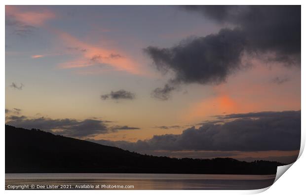 Pink yellow sunrise over Yarrow reservoir Chorley Print by Dee Lister