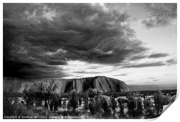Storm Clouds over Uluru Print by Jonathan Bird