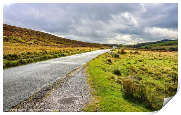 Moody sky over Forest of Bowland road Lancashire Print by Dee Lister