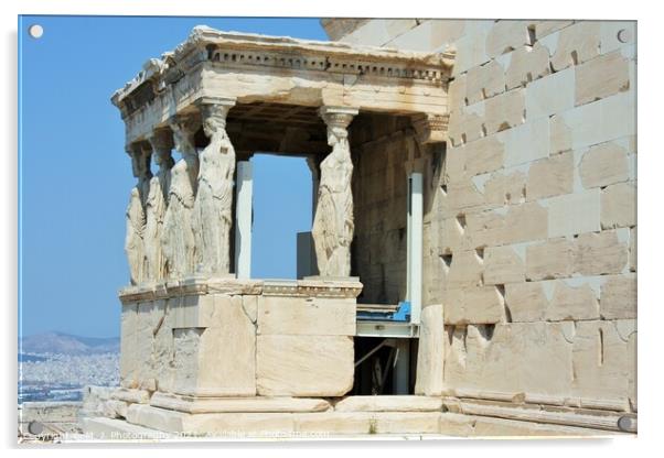  Erechtheion with famous Caryatids Acrylic by M. J. Photography
