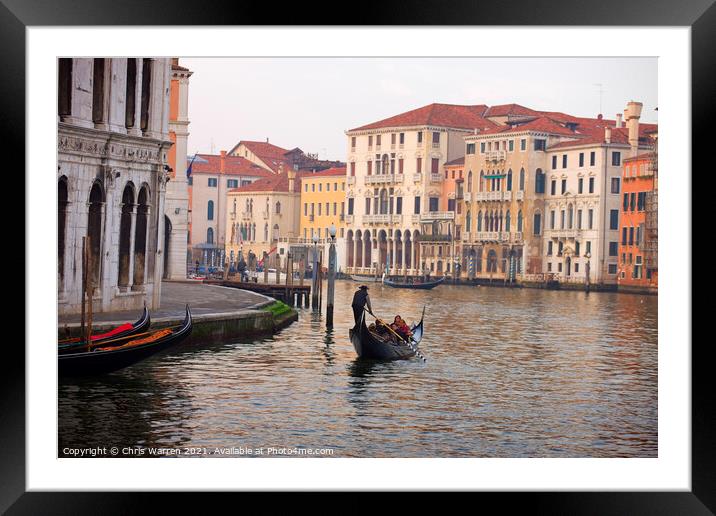 Gondola on the Grand Canal Venice Framed Mounted Print by Chris Warren