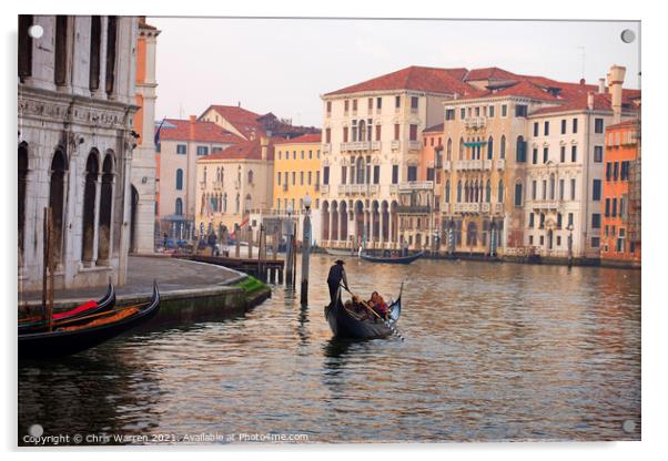 Gondola on the Grand Canal Venice Acrylic by Chris Warren