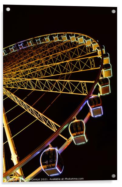 York wheel by night 150 Acrylic by PHILIP CHALK