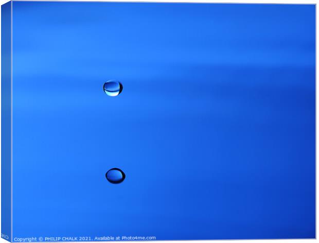 Single drop of blue water droplet  Canvas Print by PHILIP CHALK