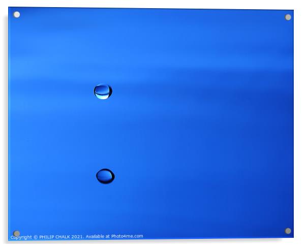 Single drop of blue water droplet  Acrylic by PHILIP CHALK