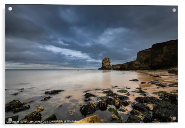 Marsden rock  beach South Shields North east coast Acrylic by PHILIP CHALK