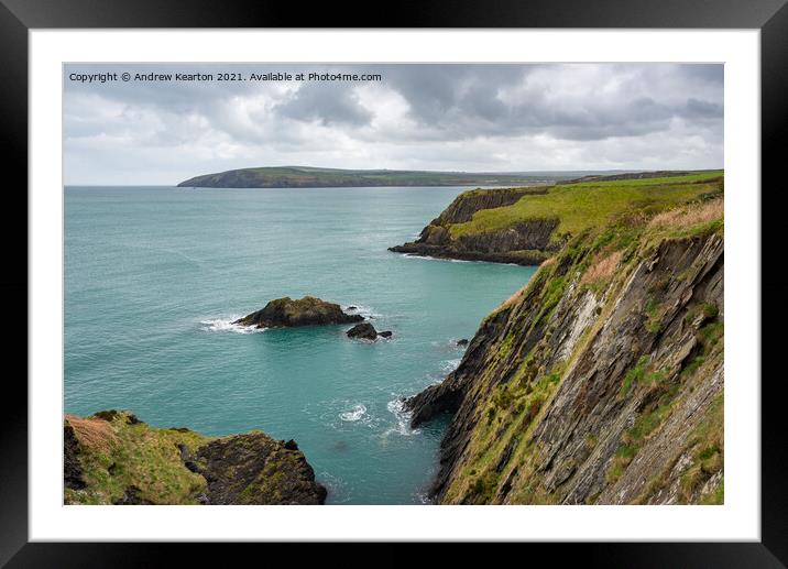 Rugged coastline near Newport, Pembrokeshire, Wale Framed Mounted Print by Andrew Kearton