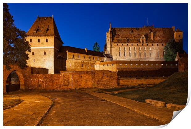 Malbork Castle at Night in Poland Print by Artur Bogacki