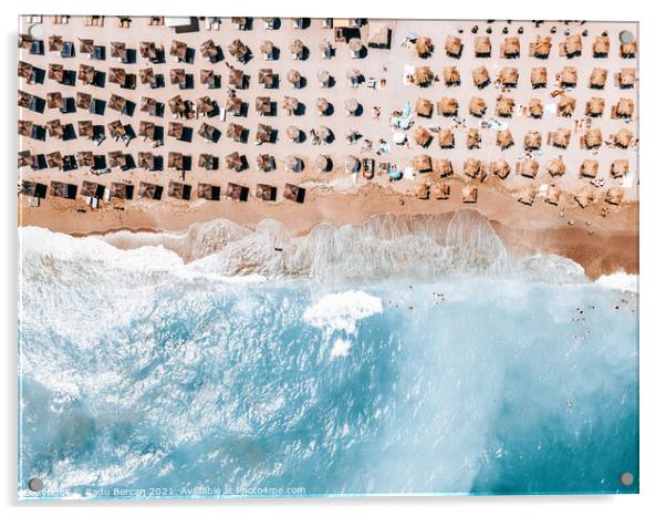 Coastal Beach, Aerial Beach Print, Ocean Waves, Summer Vibes Acrylic by Radu Bercan