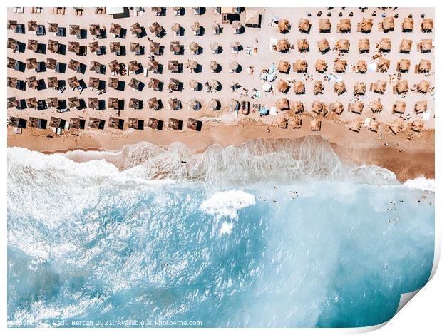 Coastal Beach, Aerial Beach Print, Ocean Waves, Summer Vibes Print by Radu Bercan
