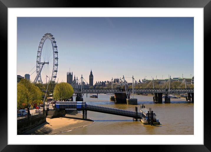 London Eye Houses of Parliament England Framed Mounted Print by Andy Evans Photos