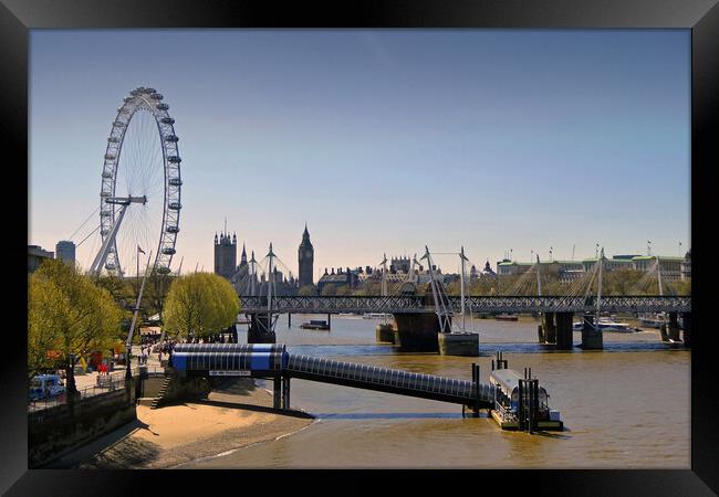 London Eye Houses of Parliament England Framed Print by Andy Evans Photos