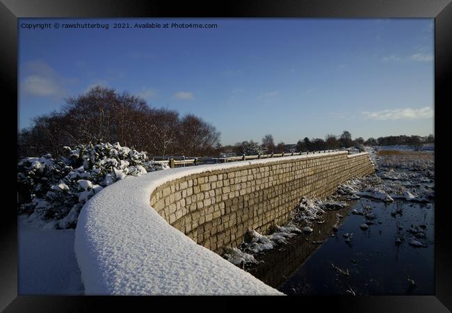 Snow Covered Landscape At Chasewater Country Park Framed Print by rawshutterbug 