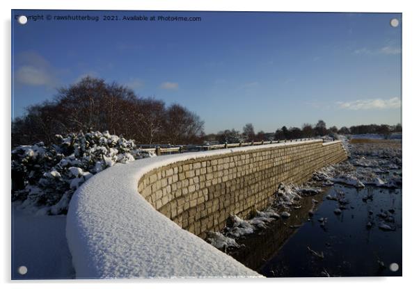 Snow Covered Landscape At Chasewater Country Park Acrylic by rawshutterbug 