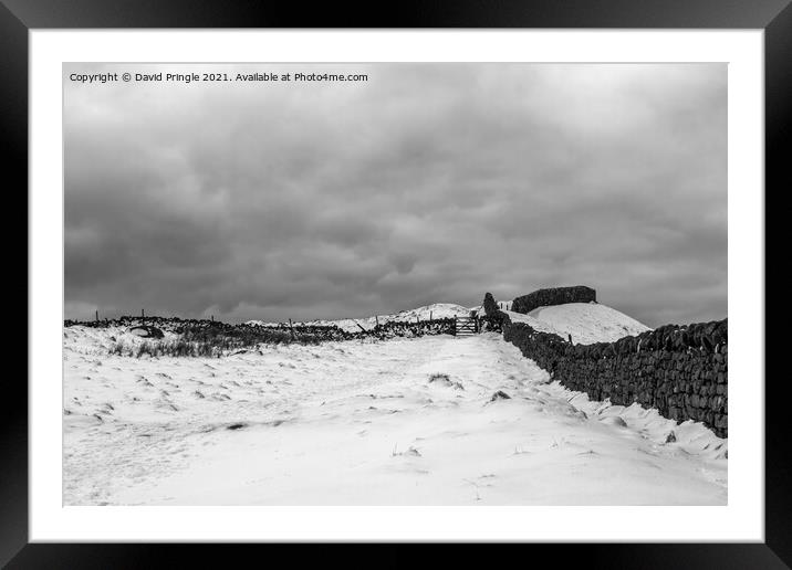 Roman Wall In Winter Framed Mounted Print by David Pringle