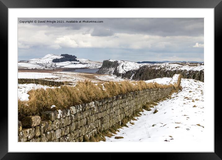 Peel Crags in Winter Framed Mounted Print by David Pringle