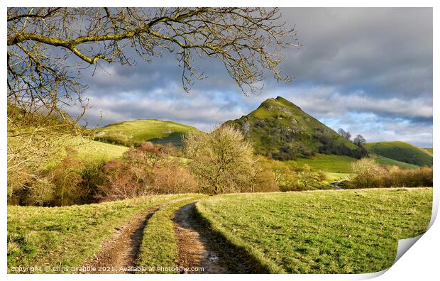 Along the lane to Parkhouse hill Print by Chris Drabble