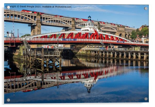 Swing Bridge Newcastle Acrylic by David Pringle