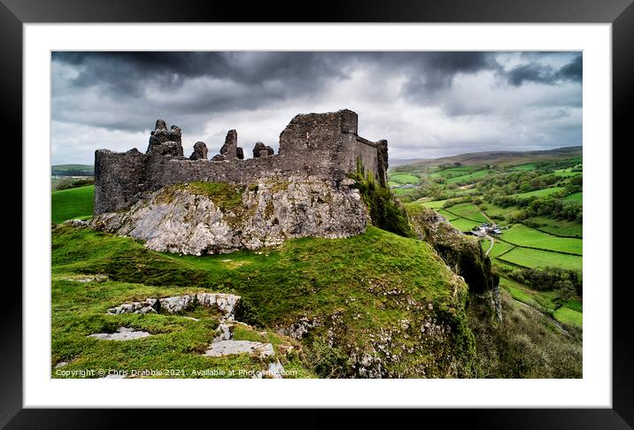 Carreg Cennan Castle Framed Mounted Print by Chris Drabble