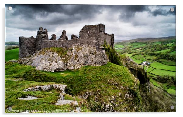 Carreg Cennan Castle Acrylic by Chris Drabble