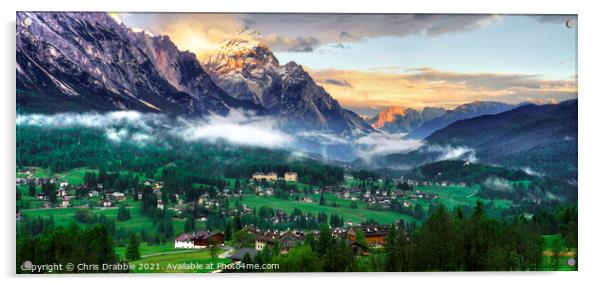 Cortina D'Ampezzo at sunset Acrylic by Chris Drabble