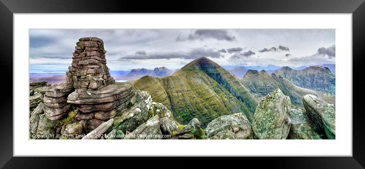 The summit cairn of Tom na Gruagaich Framed Mounted Print by Chris Drabble