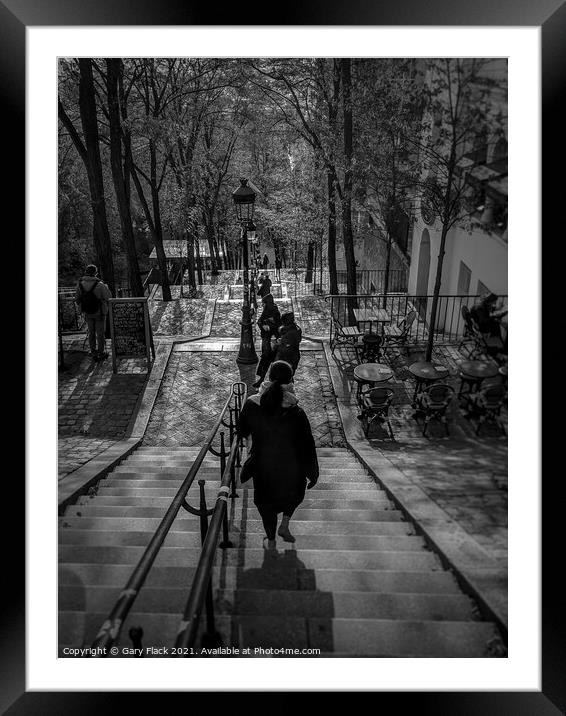 Steps at Montmartre at night in Paris Framed Mounted Print by That Foto