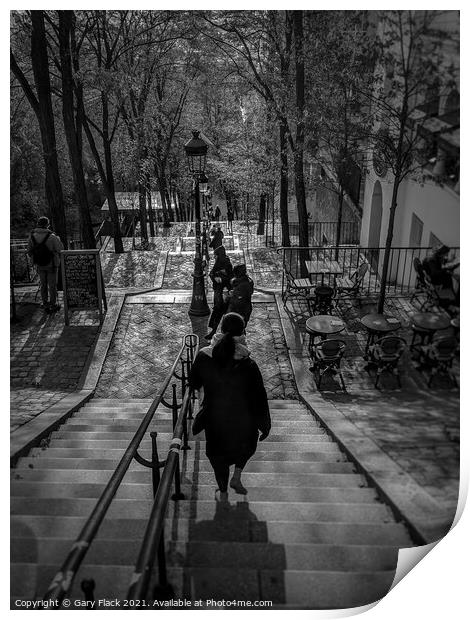 Steps at Montmartre at night in Paris Print by That Foto