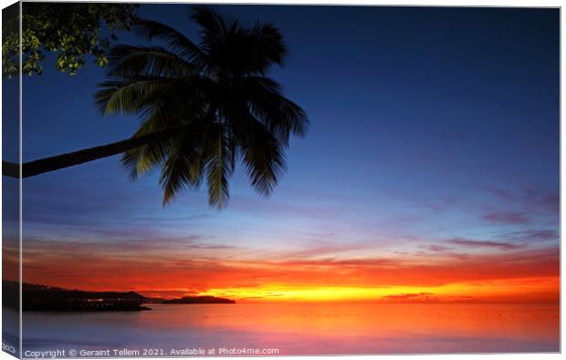 Sunset, St Lucia, Caribbean Canvas Print by Geraint Tellem ARPS