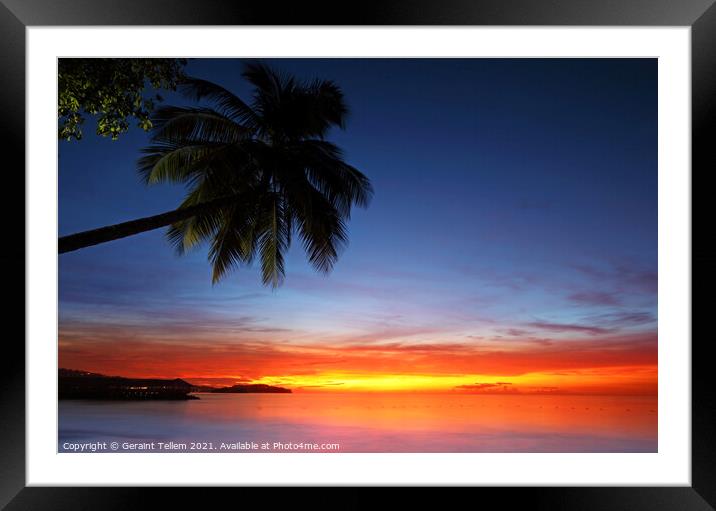 Sunset, St Lucia, Caribbean Framed Mounted Print by Geraint Tellem ARPS