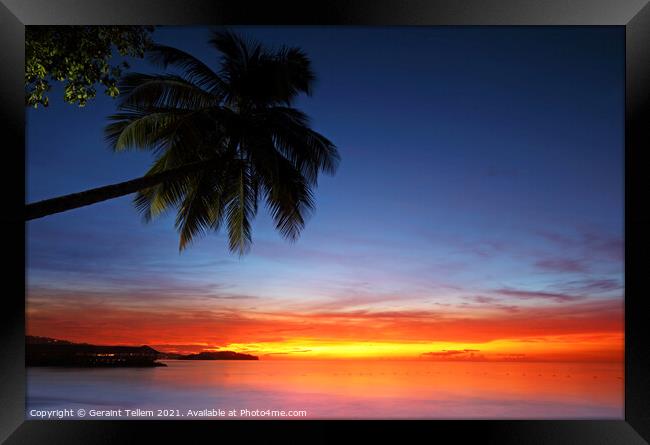 Sunset, St Lucia, Caribbean Framed Print by Geraint Tellem ARPS