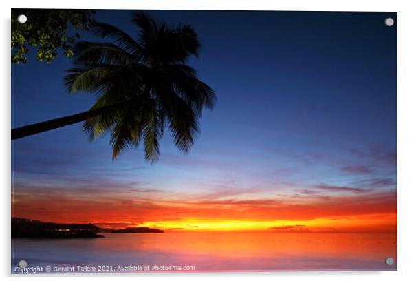 Sunset, St Lucia, Caribbean Acrylic by Geraint Tellem ARPS