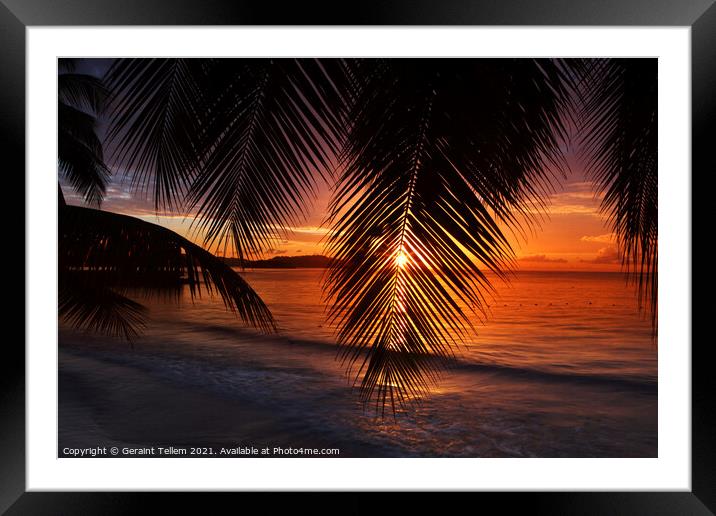 Sunset from Almond Morgan Bay resort, overlooking Choc Bay, near Castries, St Lucia, Caribbean Framed Mounted Print by Geraint Tellem ARPS