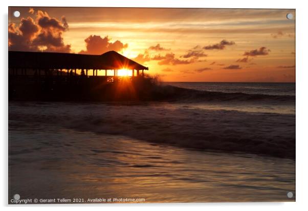 Sunset from Almond Morgan Bay resort, overlooking Choc Bay, near Castries, St Lucia, Caribbean Acrylic by Geraint Tellem ARPS