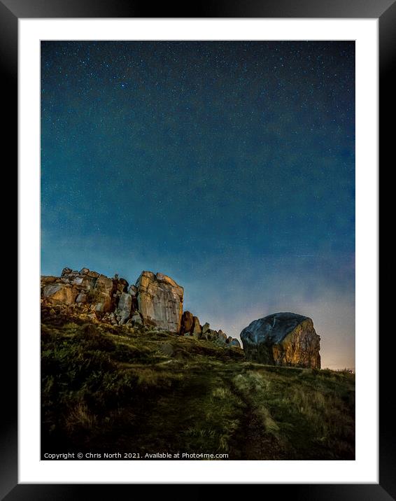 Cow and calf rocks by starlight. Framed Mounted Print by Chris North