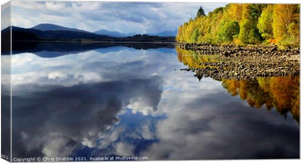 Reflections on Loch Garry Canvas Print by Chris Drabble