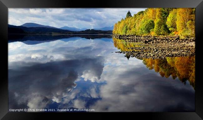 Reflections on Loch Garry Framed Print by Chris Drabble