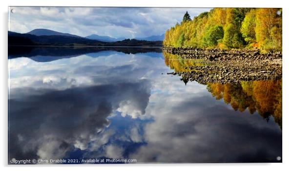 Reflections on Loch Garry Acrylic by Chris Drabble