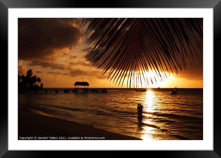 Sunset at Pigeon Point, Tobago, Caribbean Framed Mounted Print by Geraint Tellem ARPS