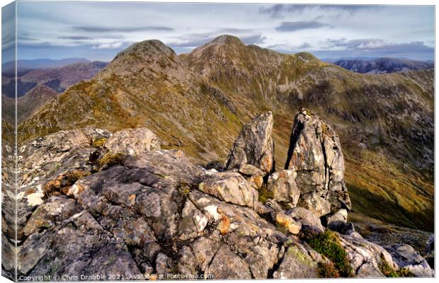 Sgurr Fhuaran from the ridge of the Five Sisters o Canvas Print by Chris Drabble
