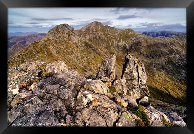 Sgurr Fhuaran from the ridge of the Five Sisters o Framed Print by Chris Drabble