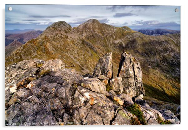 Sgurr Fhuaran from the ridge of the Five Sisters o Acrylic by Chris Drabble
