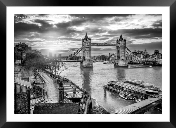 Tower Bridge in Monochrome Framed Mounted Print by K7 Photography