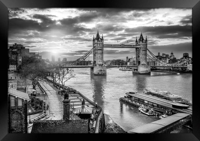 Tower Bridge in Monochrome Framed Print by K7 Photography
