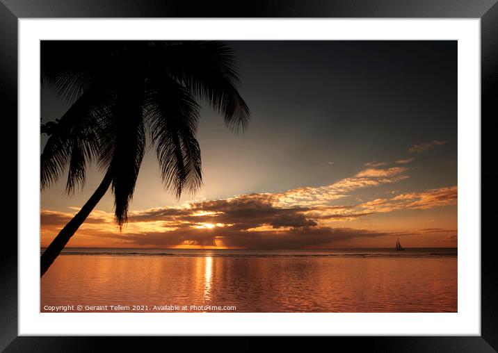 Sunset over Great Courland Bay, near Plymouth, Tobago, Caribbean Framed Mounted Print by Geraint Tellem ARPS