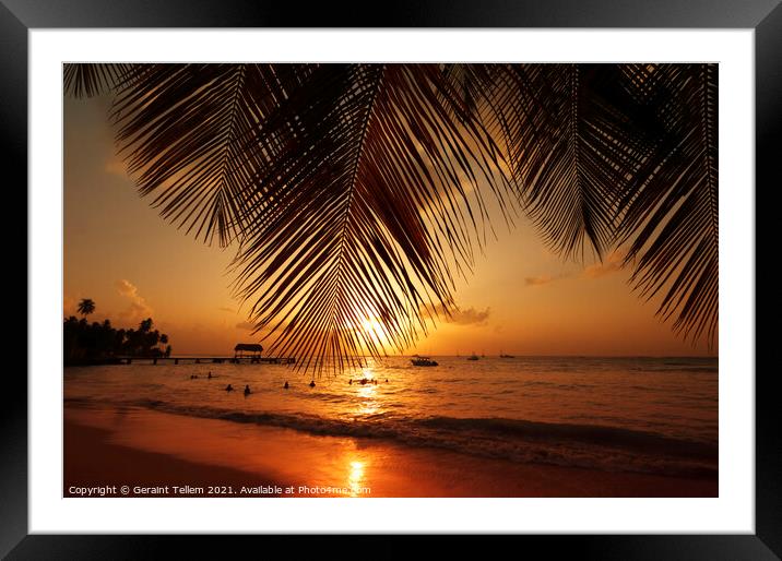 Sunset, Pigeon Point, Tobago, Caribbean Framed Mounted Print by Geraint Tellem ARPS