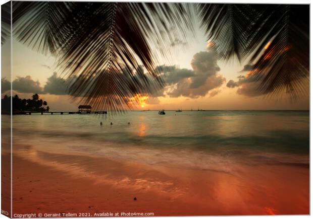 Sunset at Pigeon Point, Tobago, Caribbean Canvas Print by Geraint Tellem ARPS